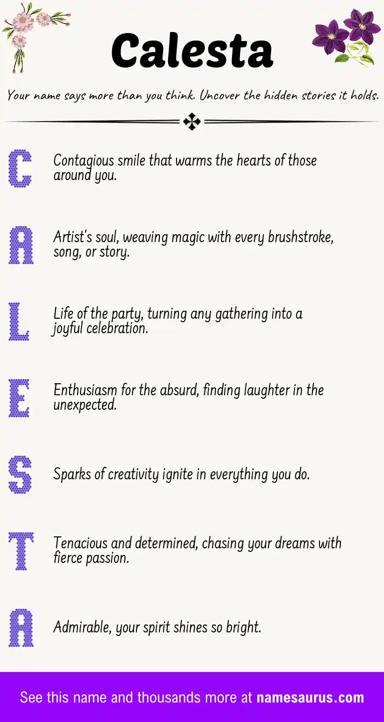 Acrostic poem about Calesta.