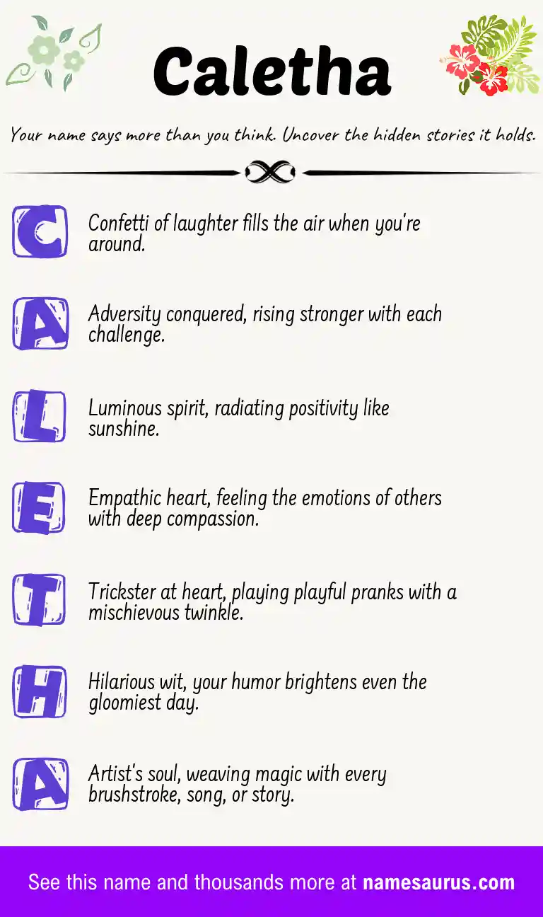 Acrostic poem about Caletha.