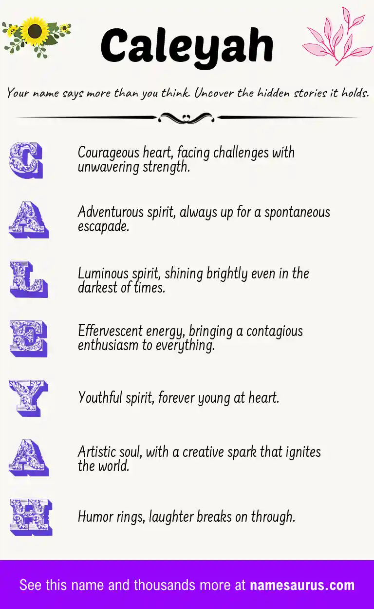Acrostic poem about Caleyah.