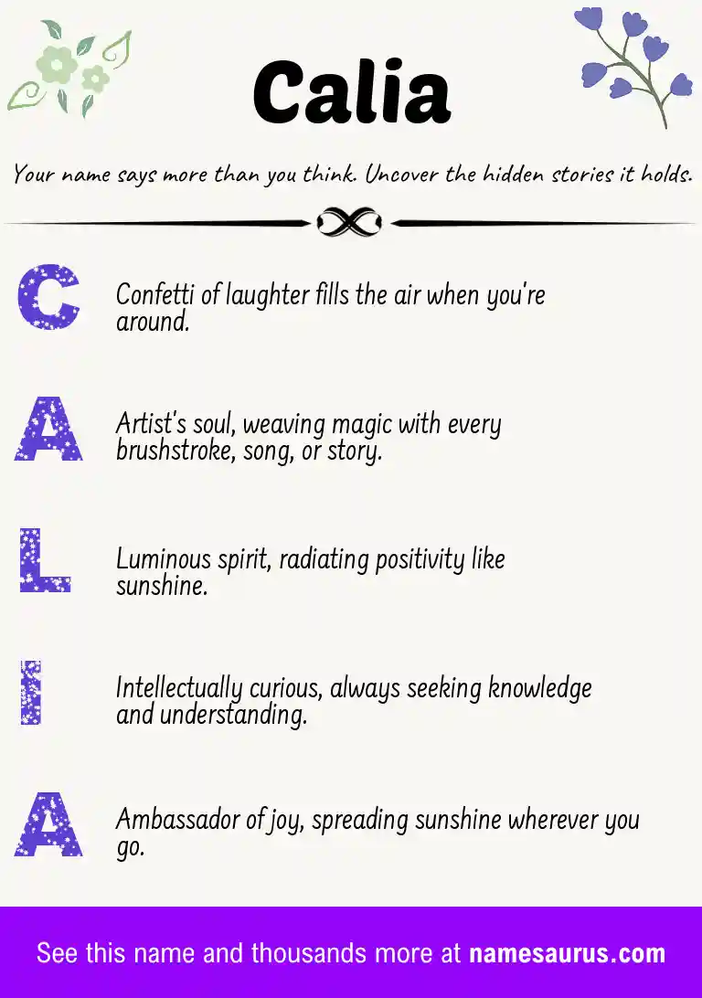 Acrostic poem about Calia.