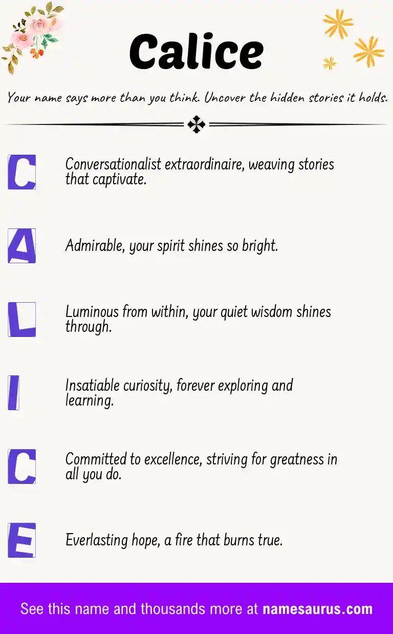 Acrostic poem about Calice.