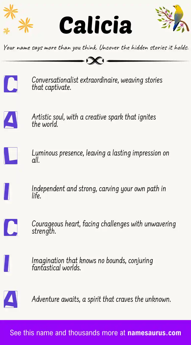 Acrostic poem about Calicia.