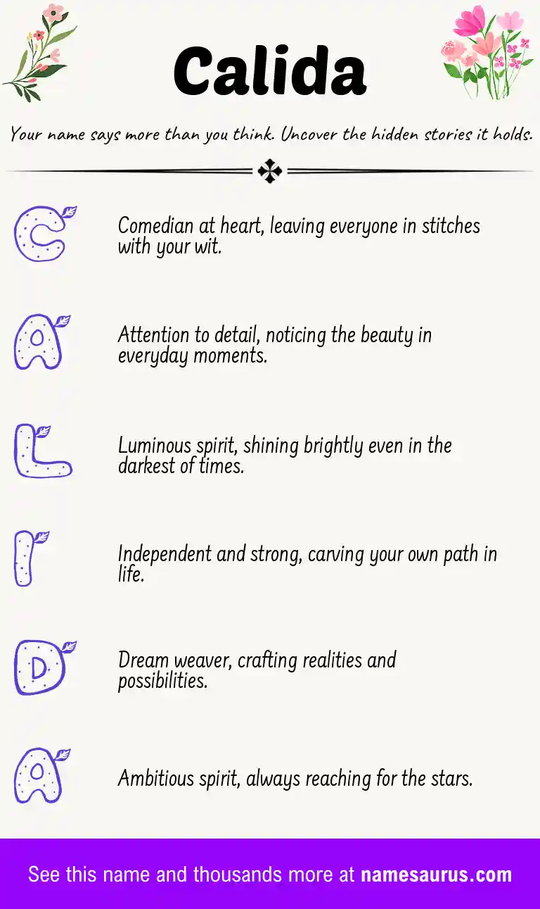Acrostic poem about Calida.