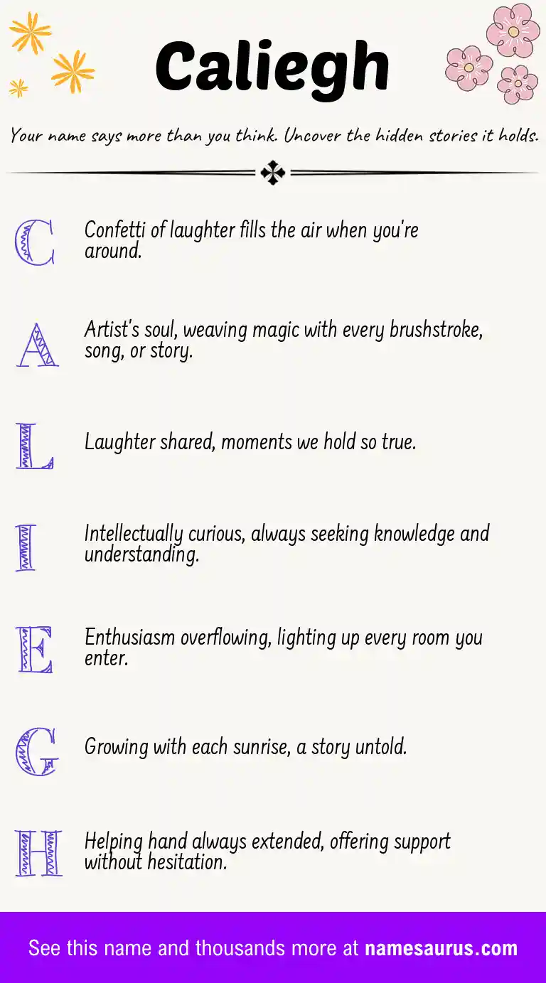 Acrostic poem about Caliegh.
