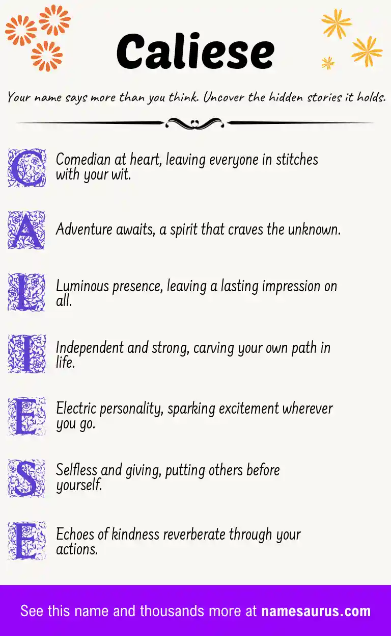 Acrostic poem about Caliese.