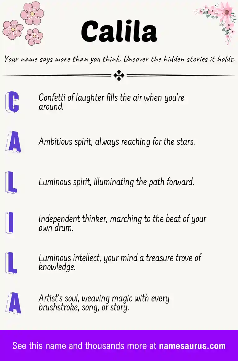 Acrostic poem about Calila.
