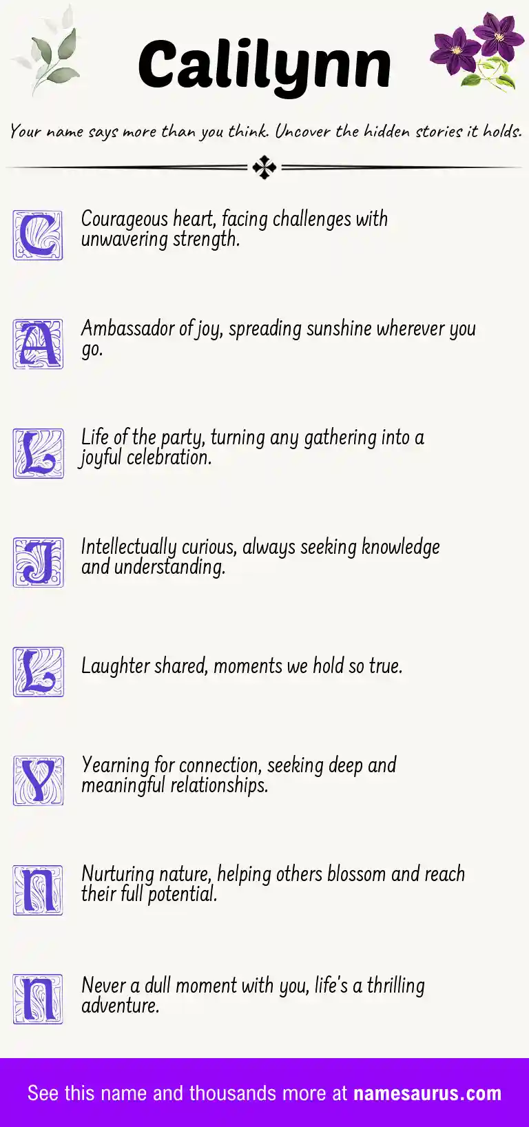 Acrostic poem about Calilynn.