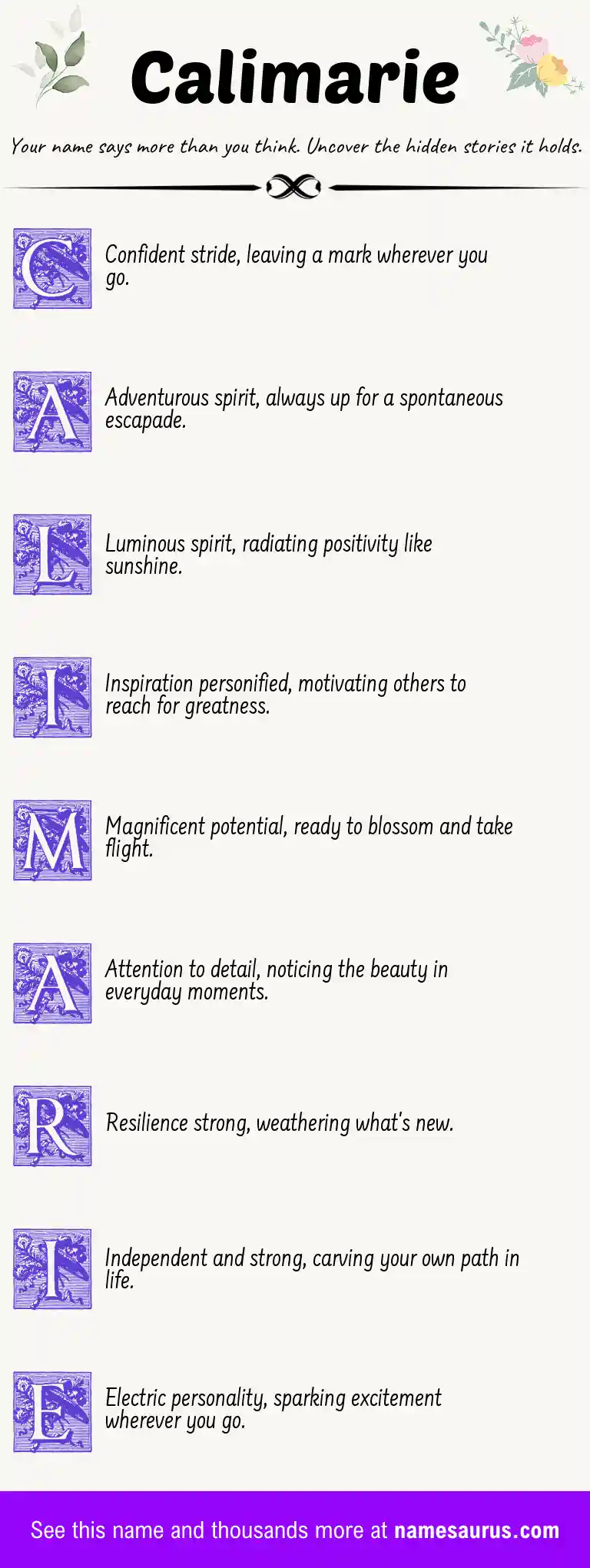 Acrostic poem about Calimarie.
