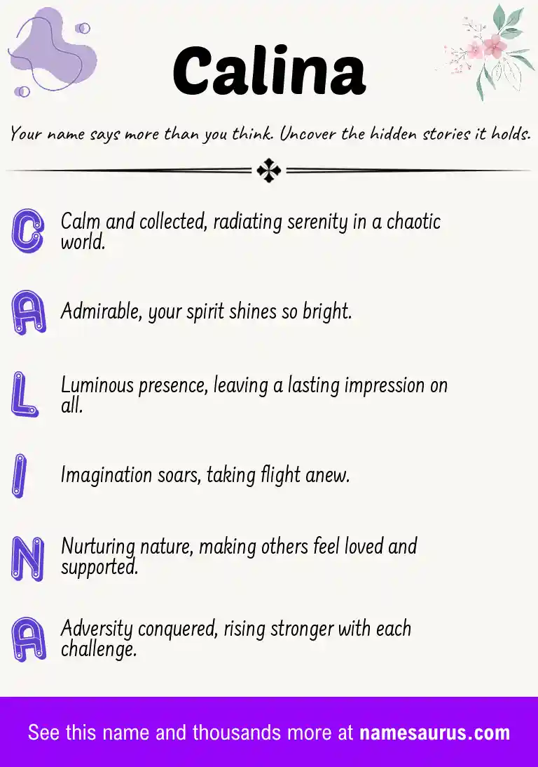 Acrostic poem about Calina.