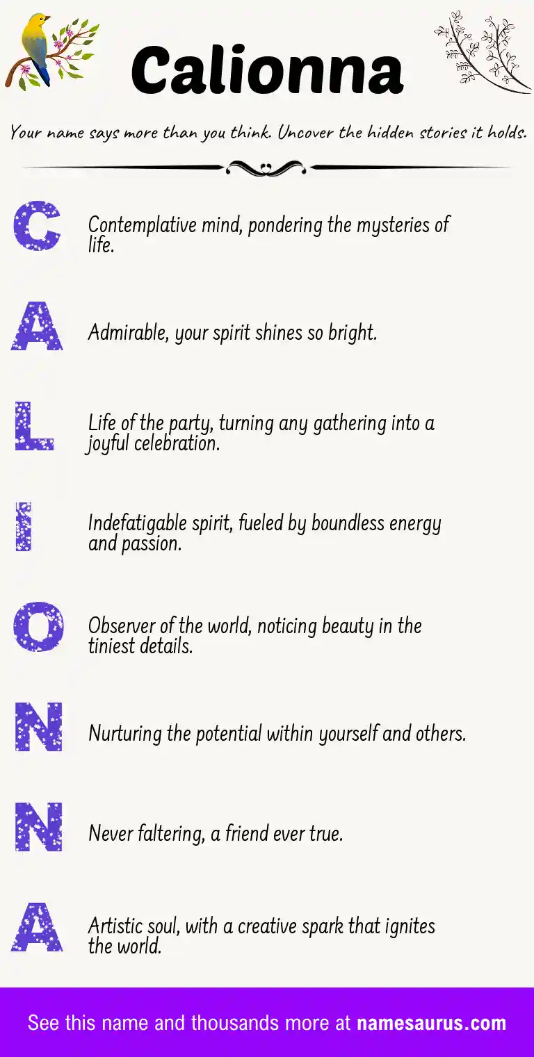 Acrostic poem about Calionna.