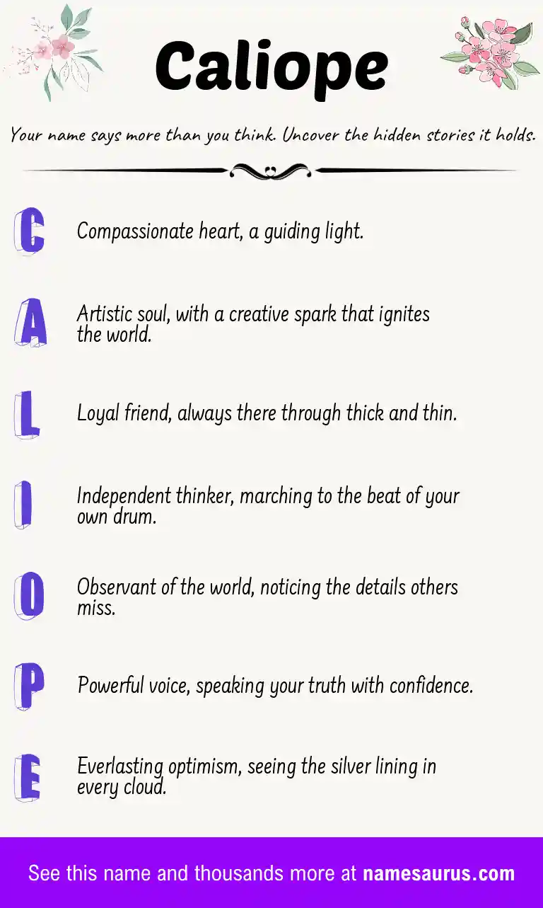 Acrostic poem about Caliope.