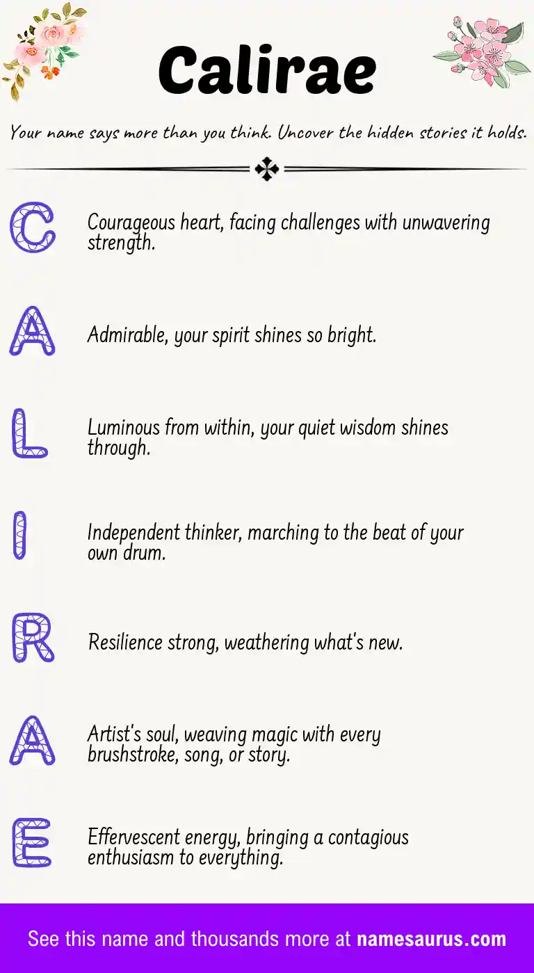 Acrostic poem about Calirae.