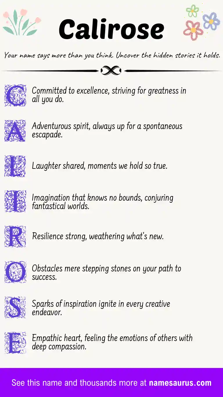 Acrostic poem about Calirose.