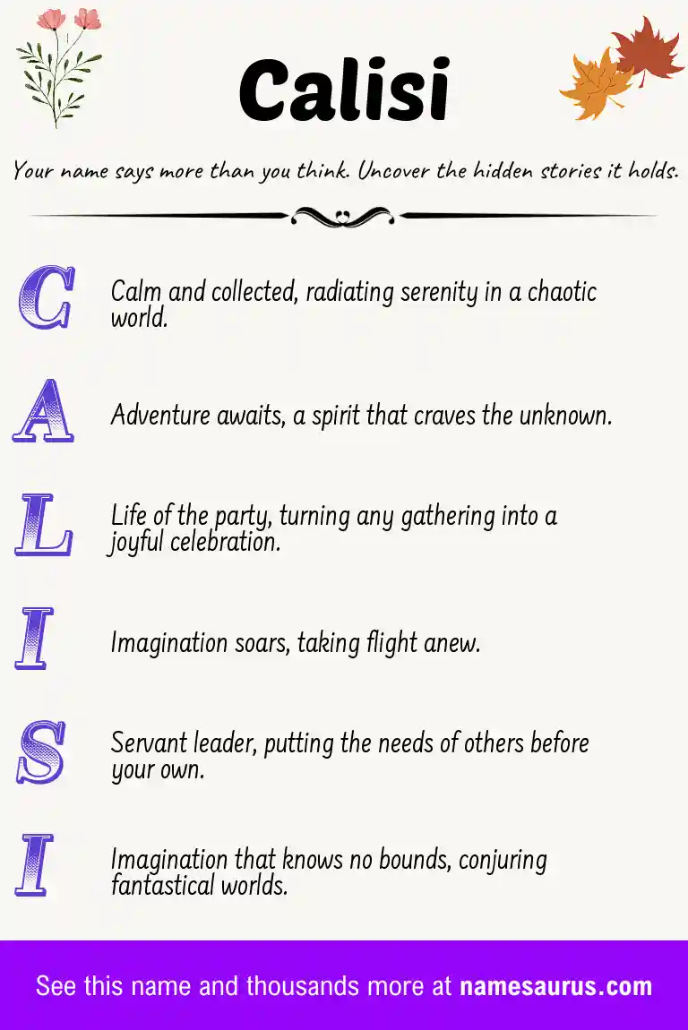 Acrostic poem about Calisi.