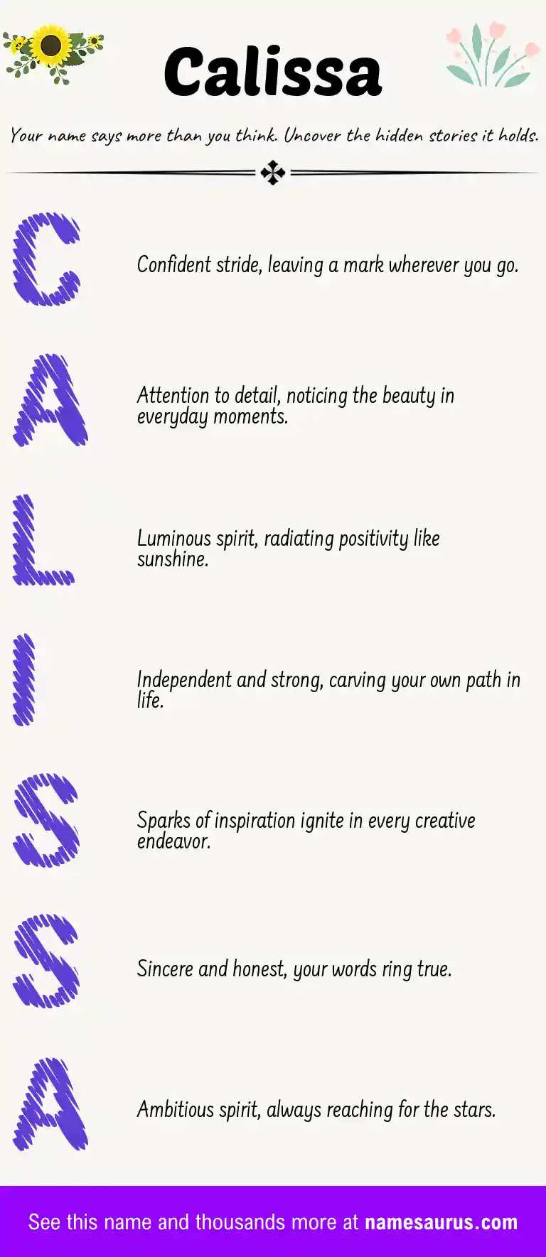 Acrostic poem about Calissa.