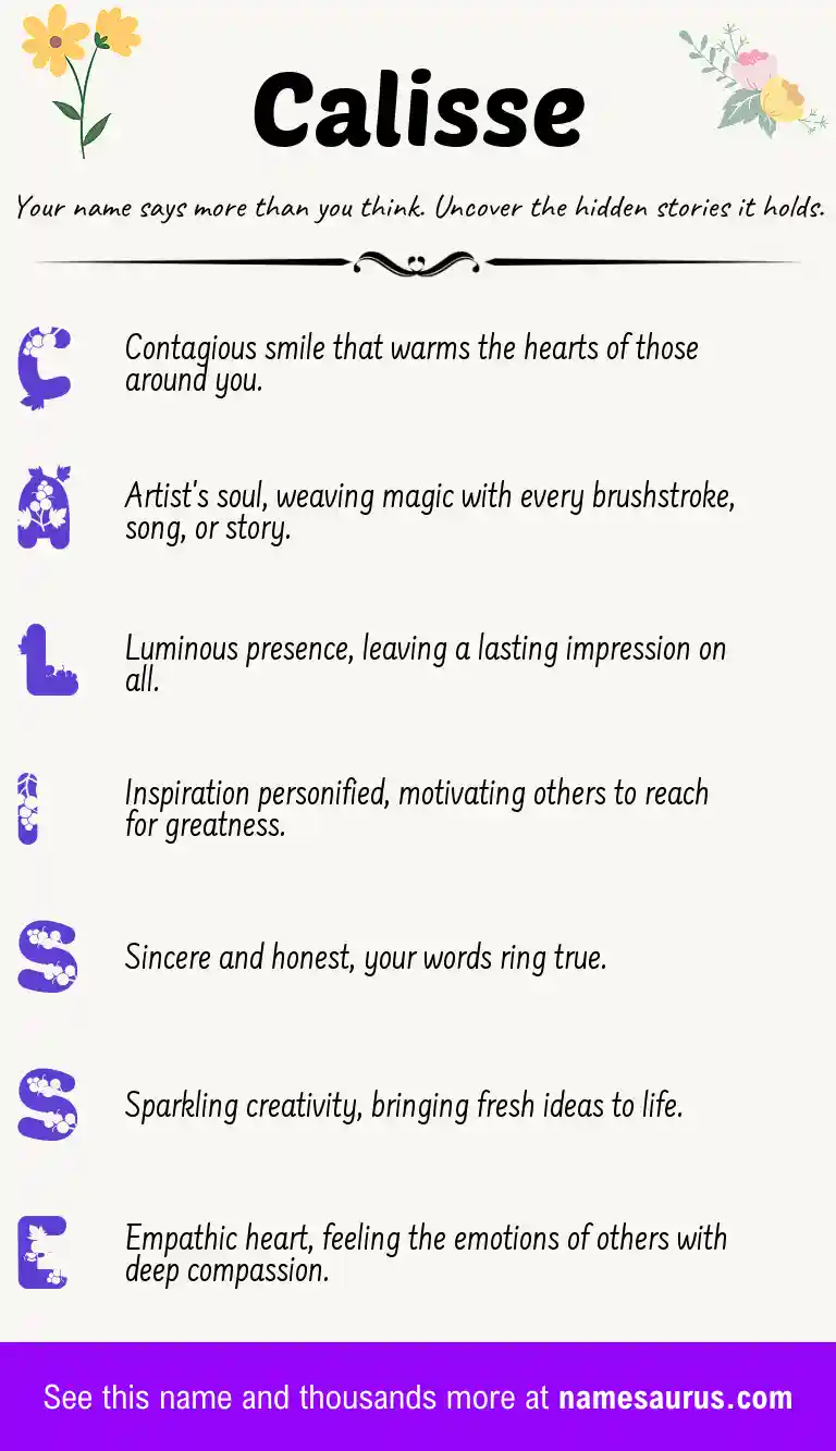 Acrostic poem about Calisse.