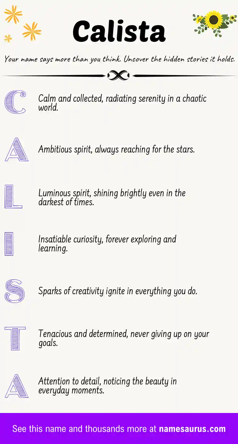 Acrostic poem about Calista.
