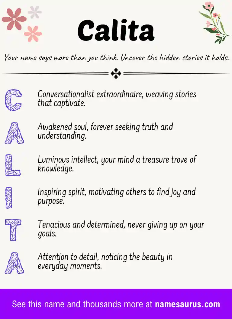 Acrostic poem about Calita.