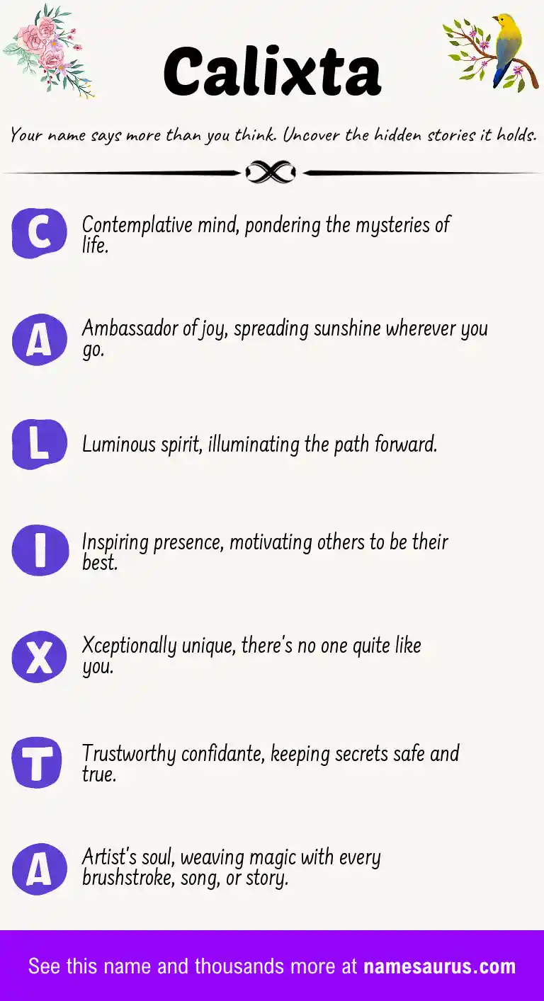 Acrostic poem about Calixta.