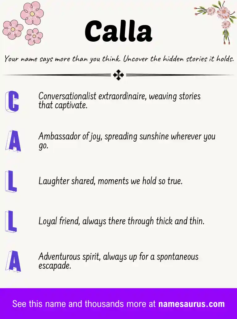 Acrostic poem about Calla.