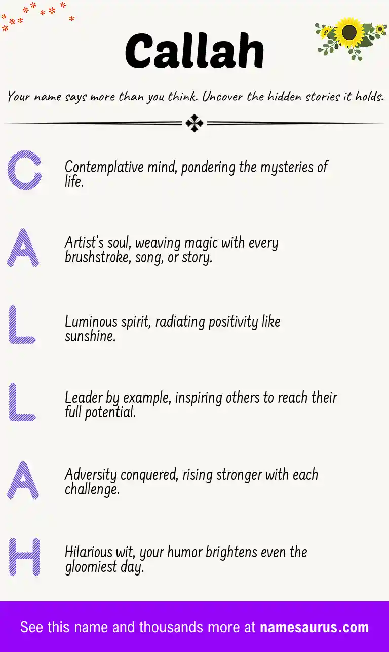 Acrostic poem about Callah.