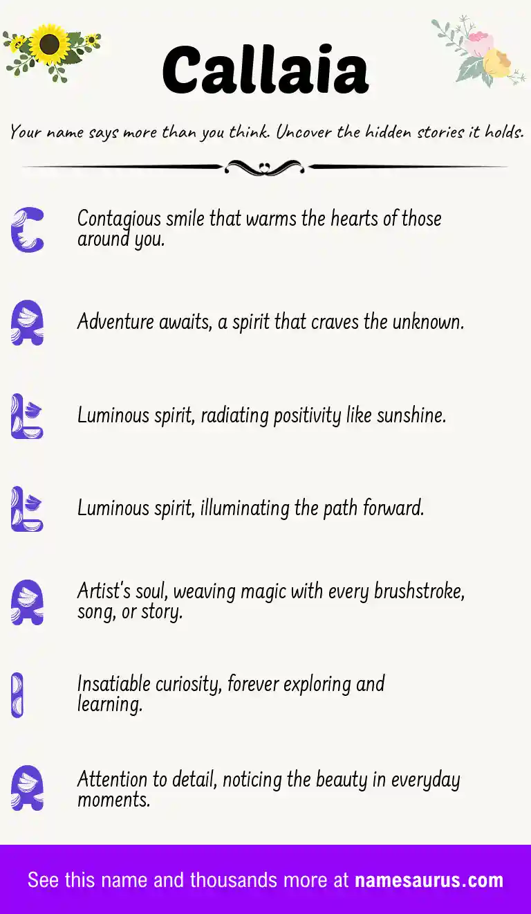 Acrostic poem about Callaia.