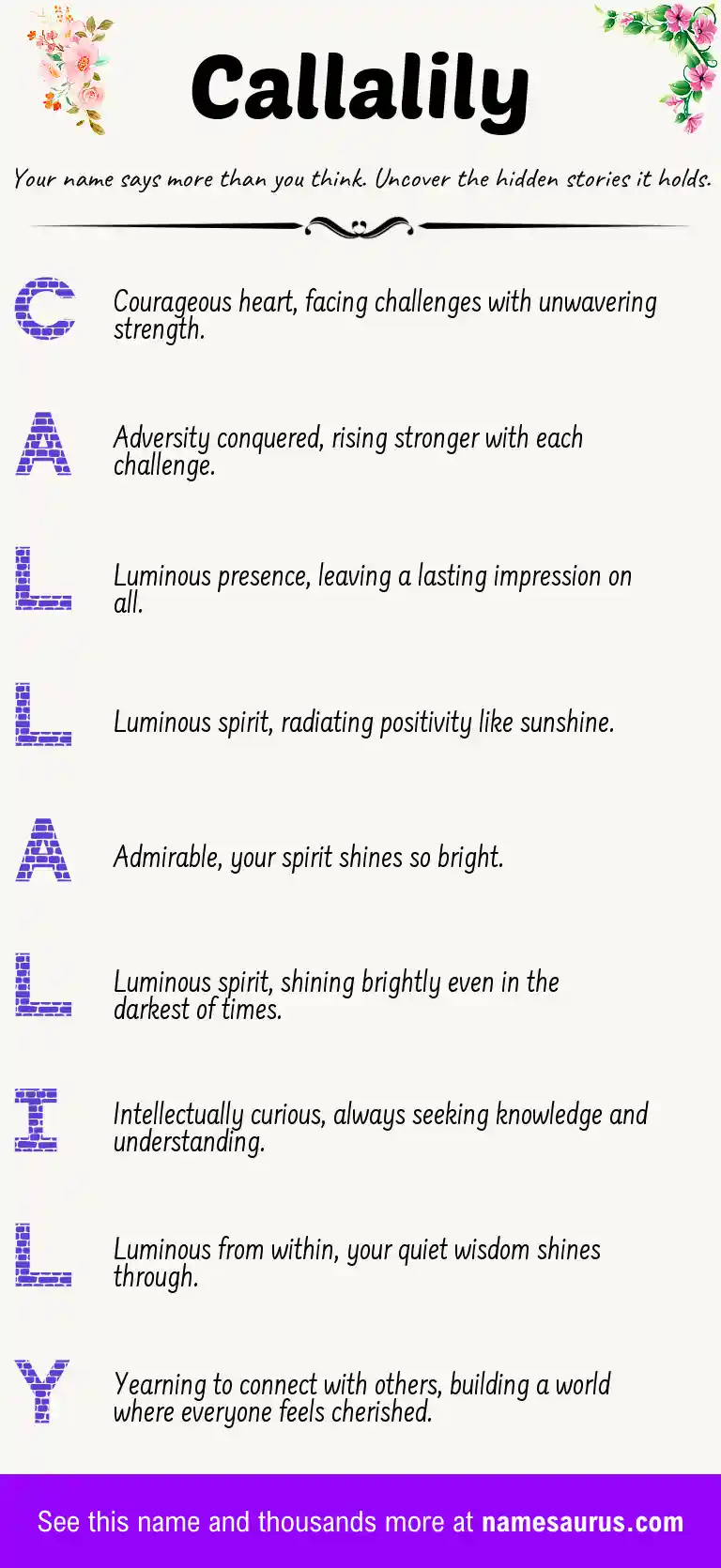 Acrostic poem about Callalily.