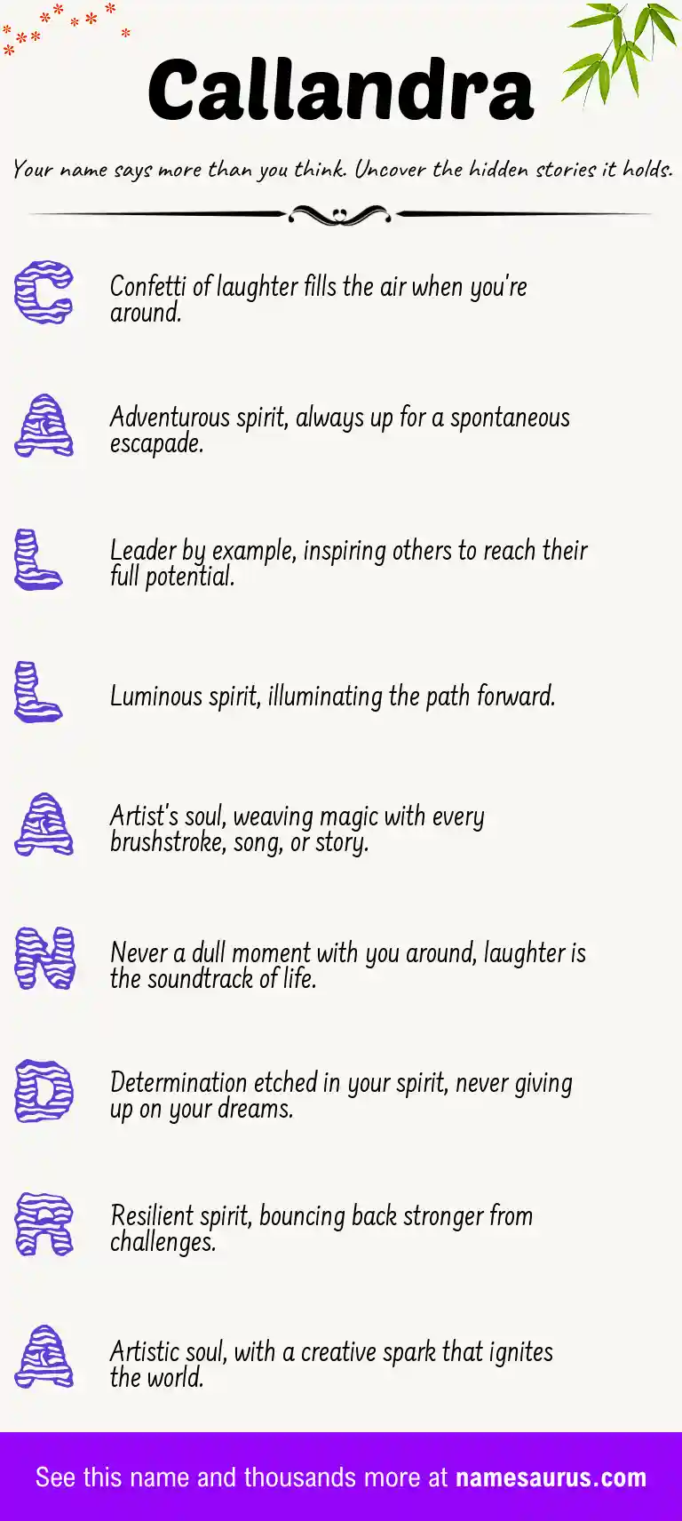 Acrostic poem about Callandra.