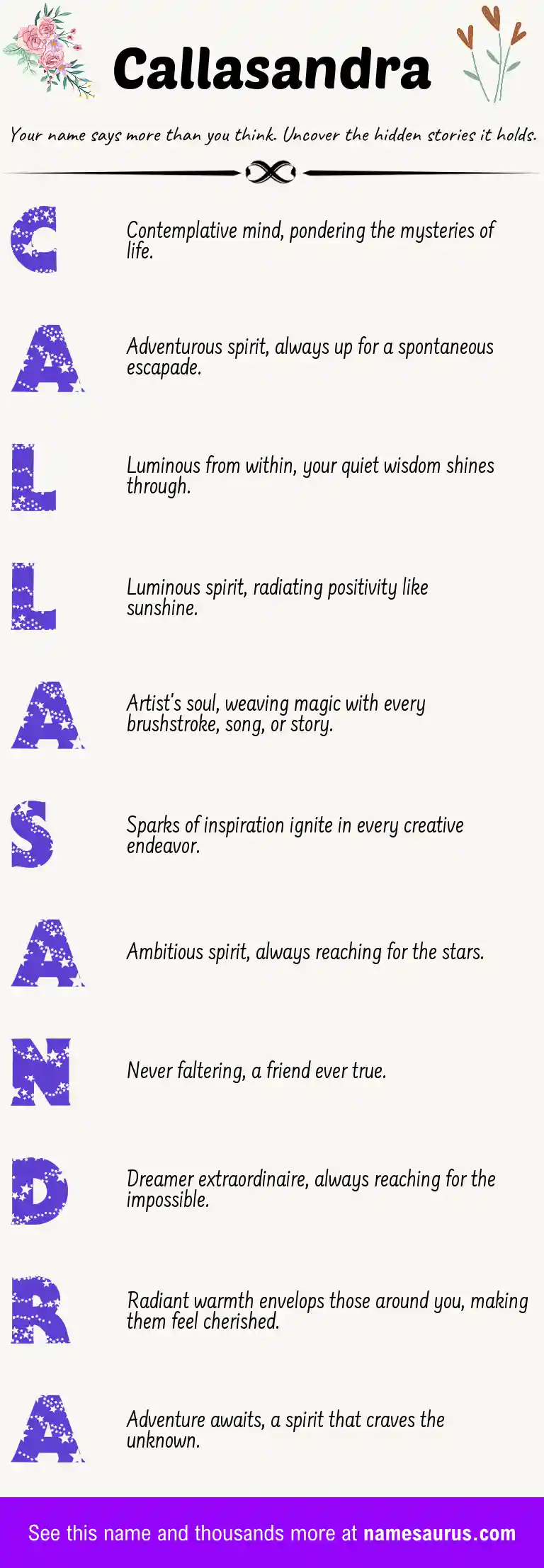 Acrostic poem about Callasandra.
