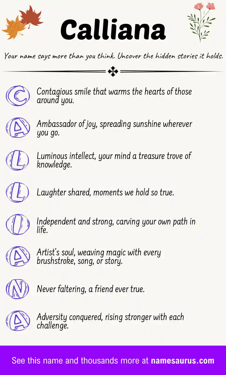 Acrostic poem about Calliana.