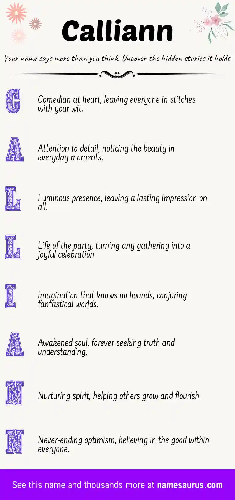Acrostic poem about Calliann.