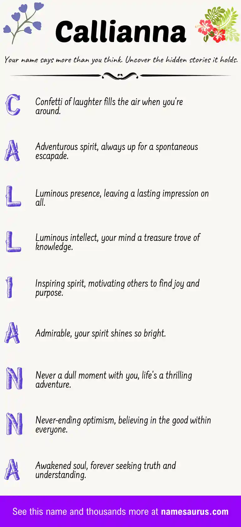 Acrostic poem about Callianna.