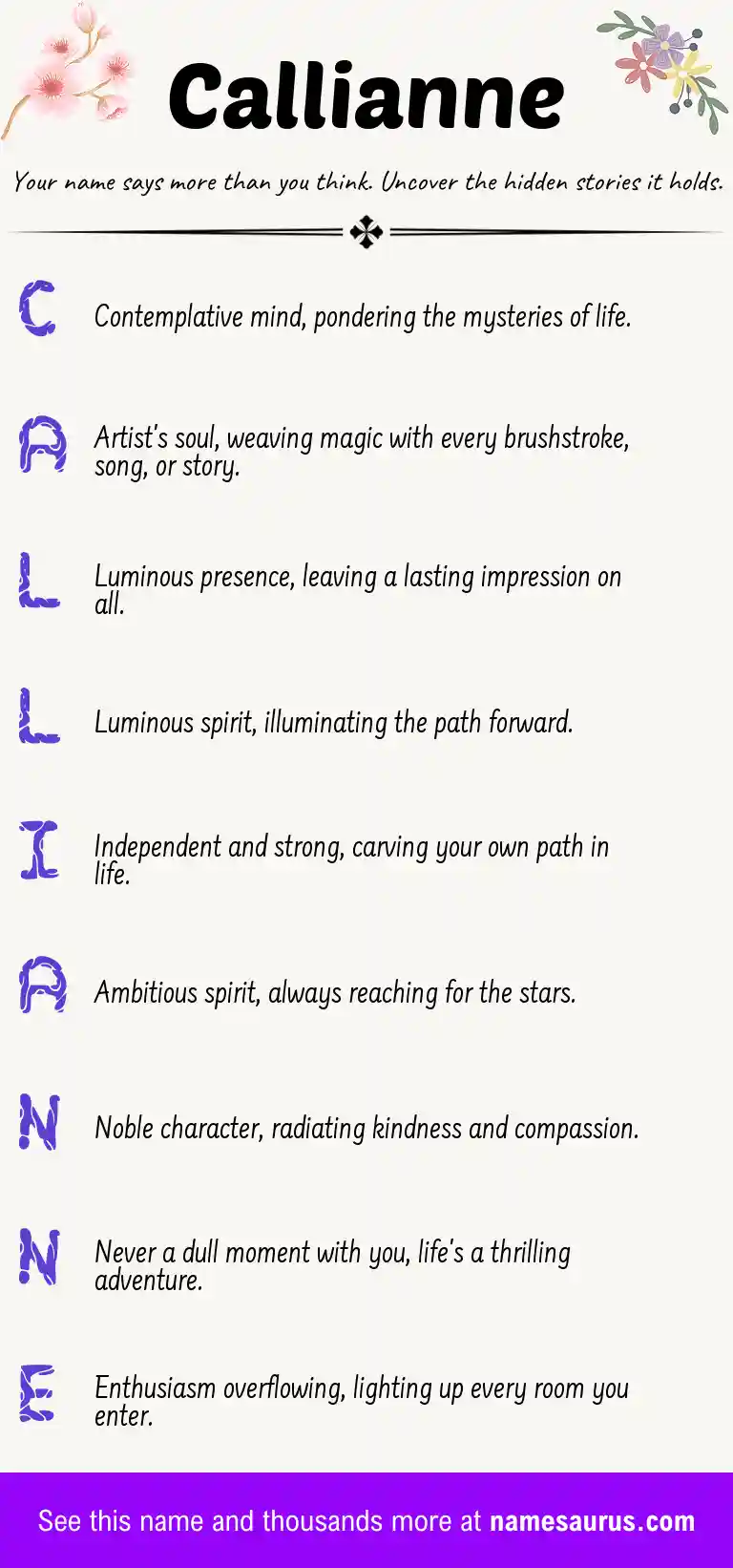 Acrostic poem about Callianne.