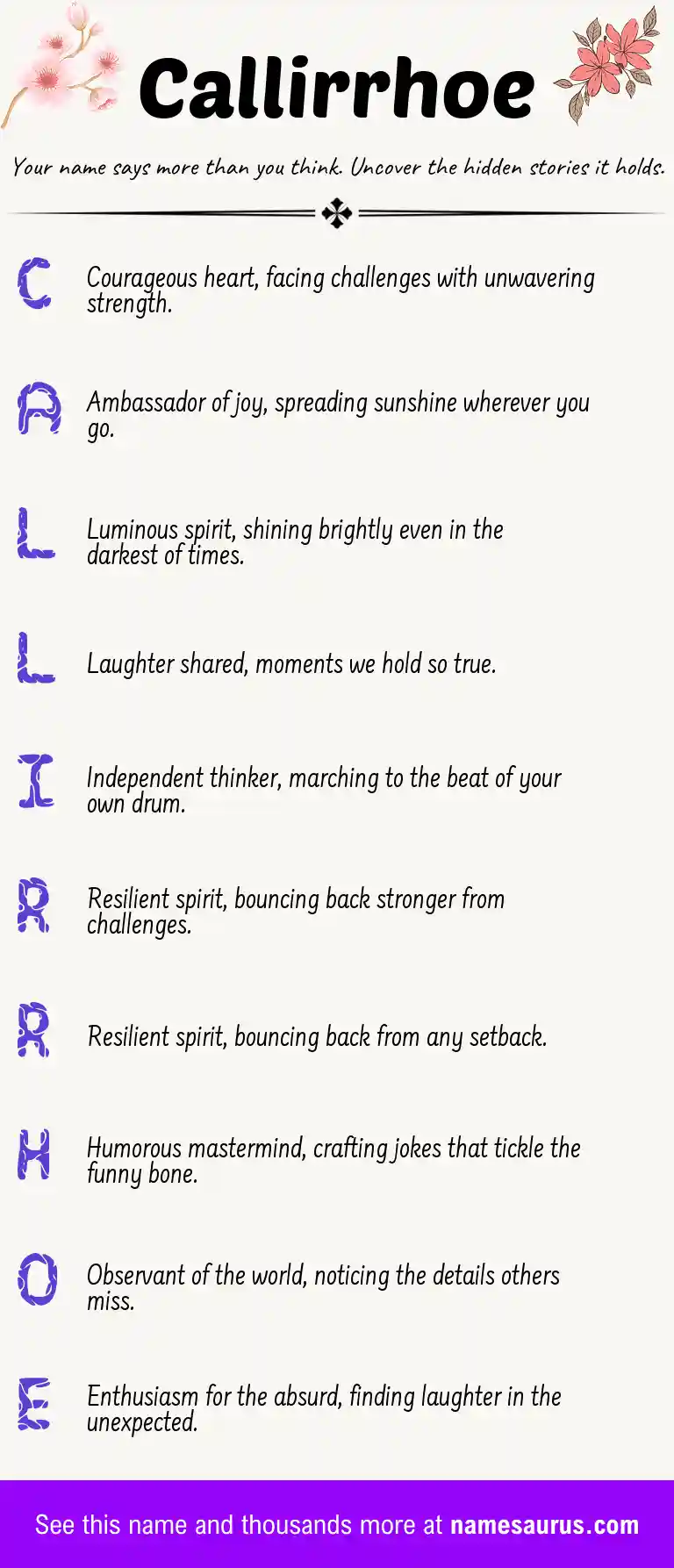 Acrostic poem about Callirrhoe.