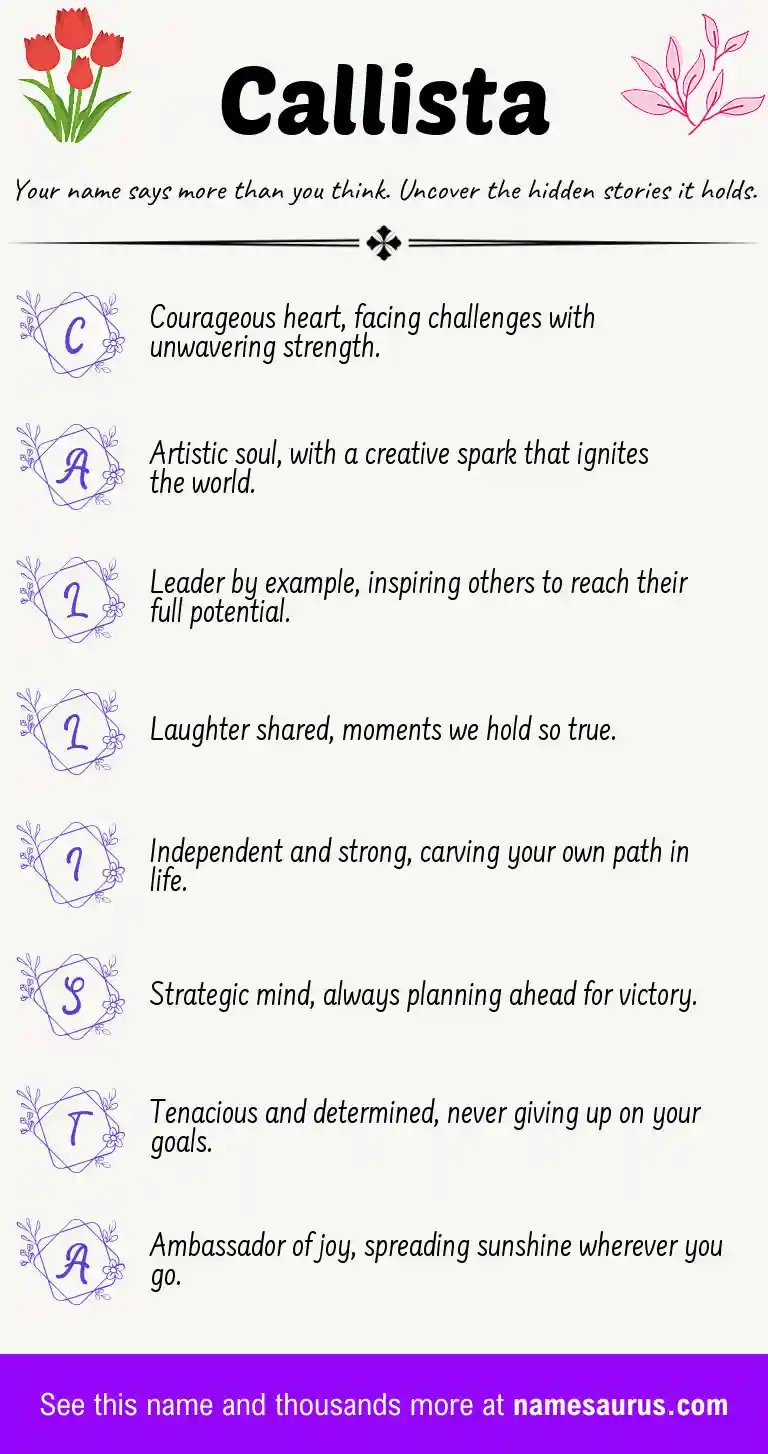 Acrostic poem about Callista.