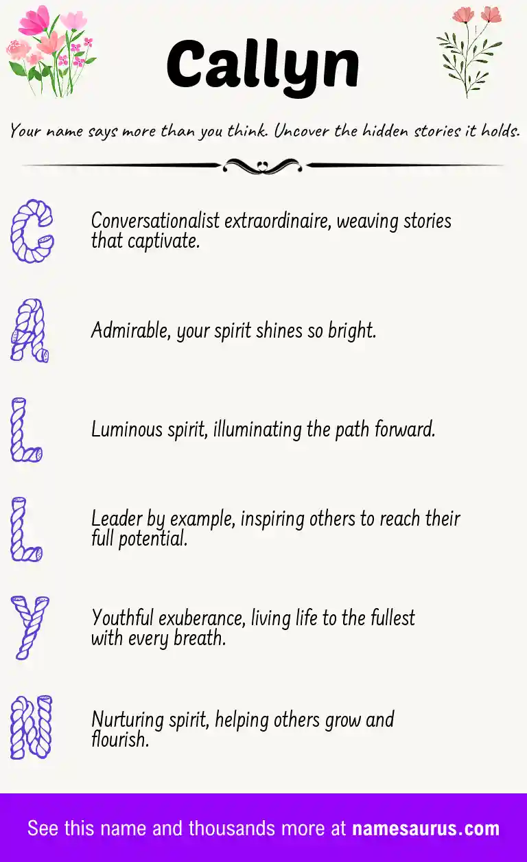 Acrostic poem about Callyn.