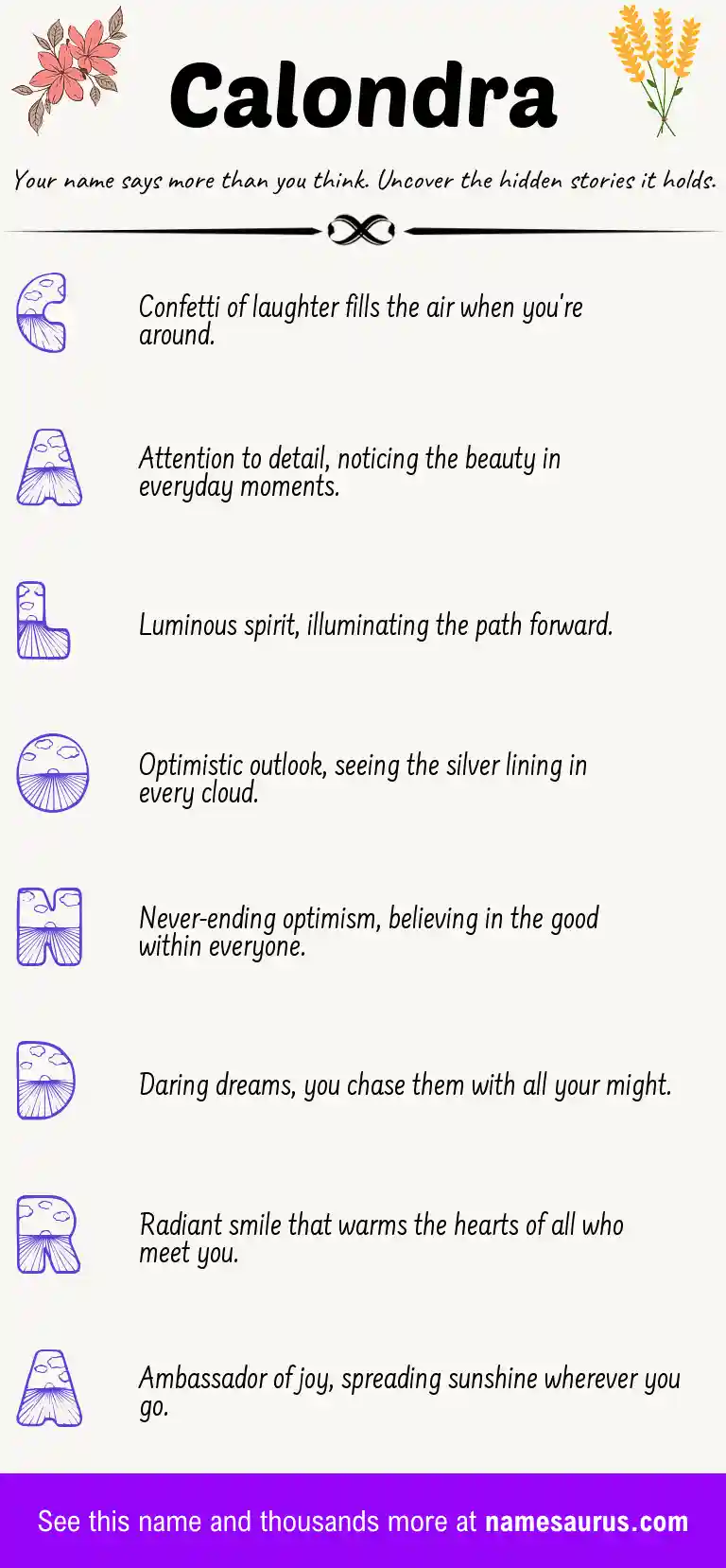 Acrostic poem about Calondra.