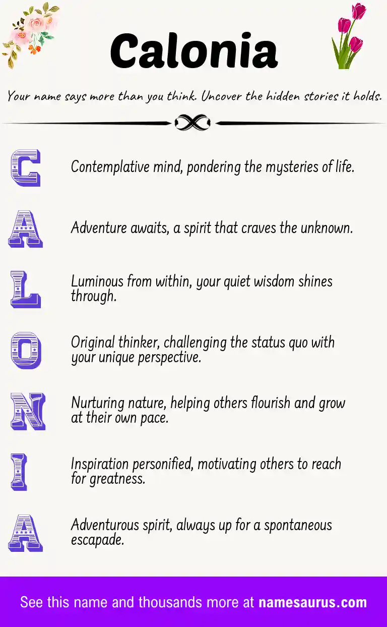 Acrostic poem about Calonia.