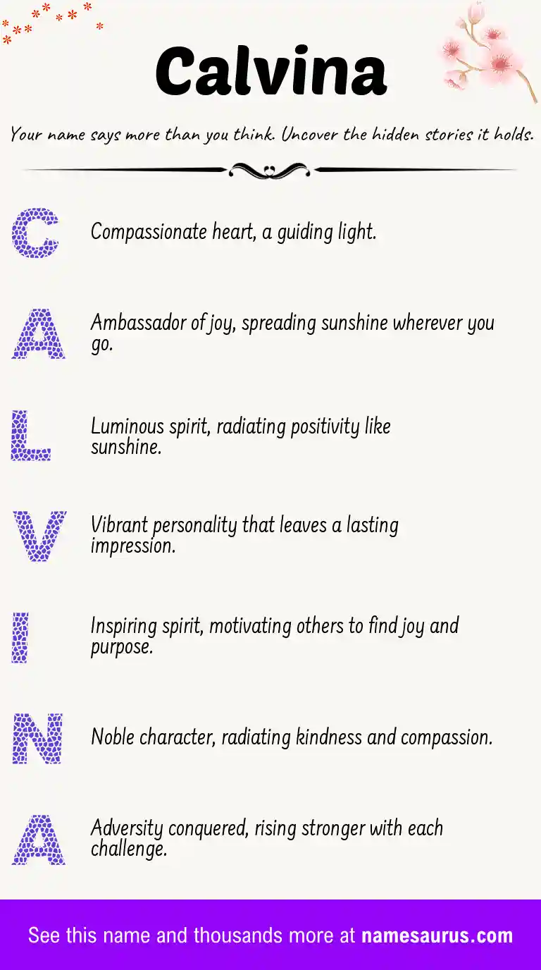Acrostic poem about Calvina.