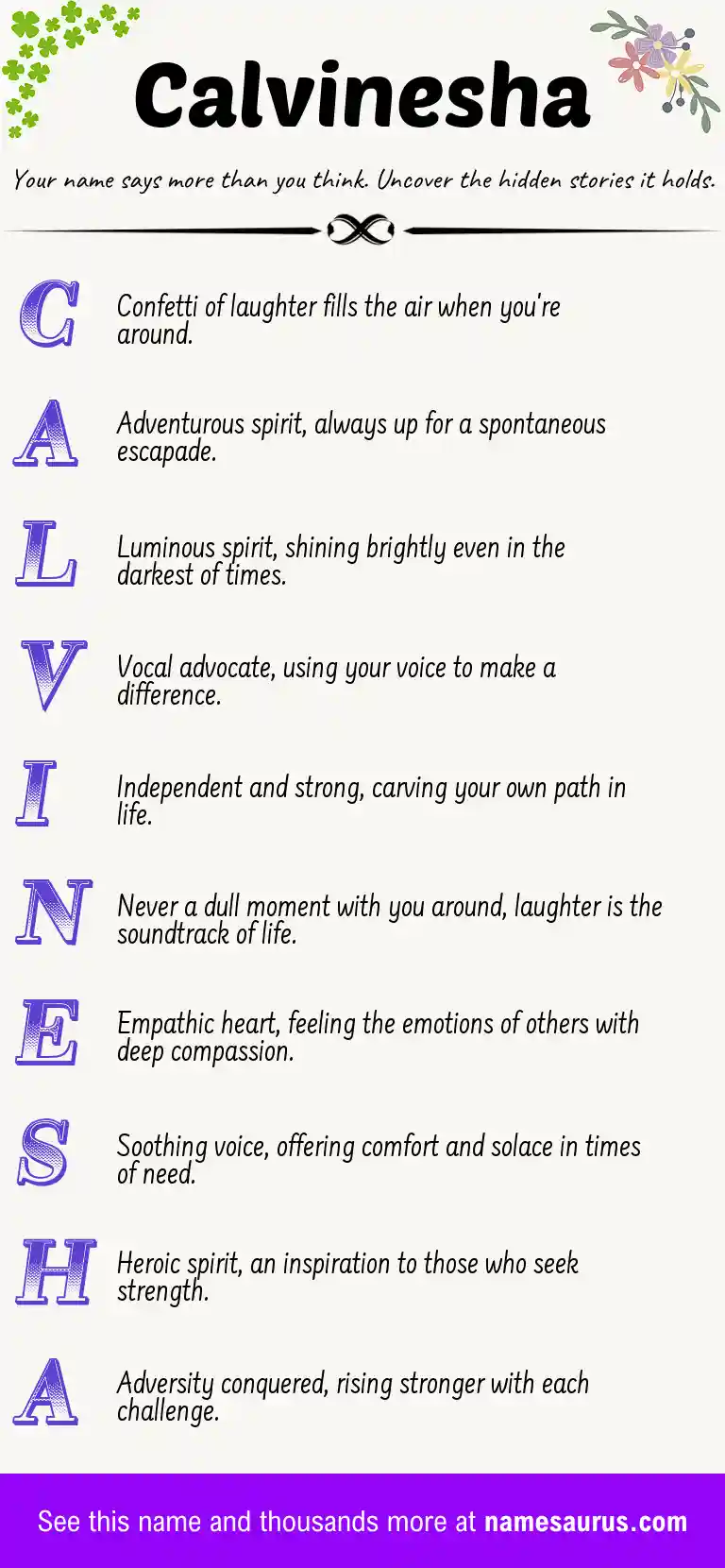 Acrostic poem about Calvinesha.