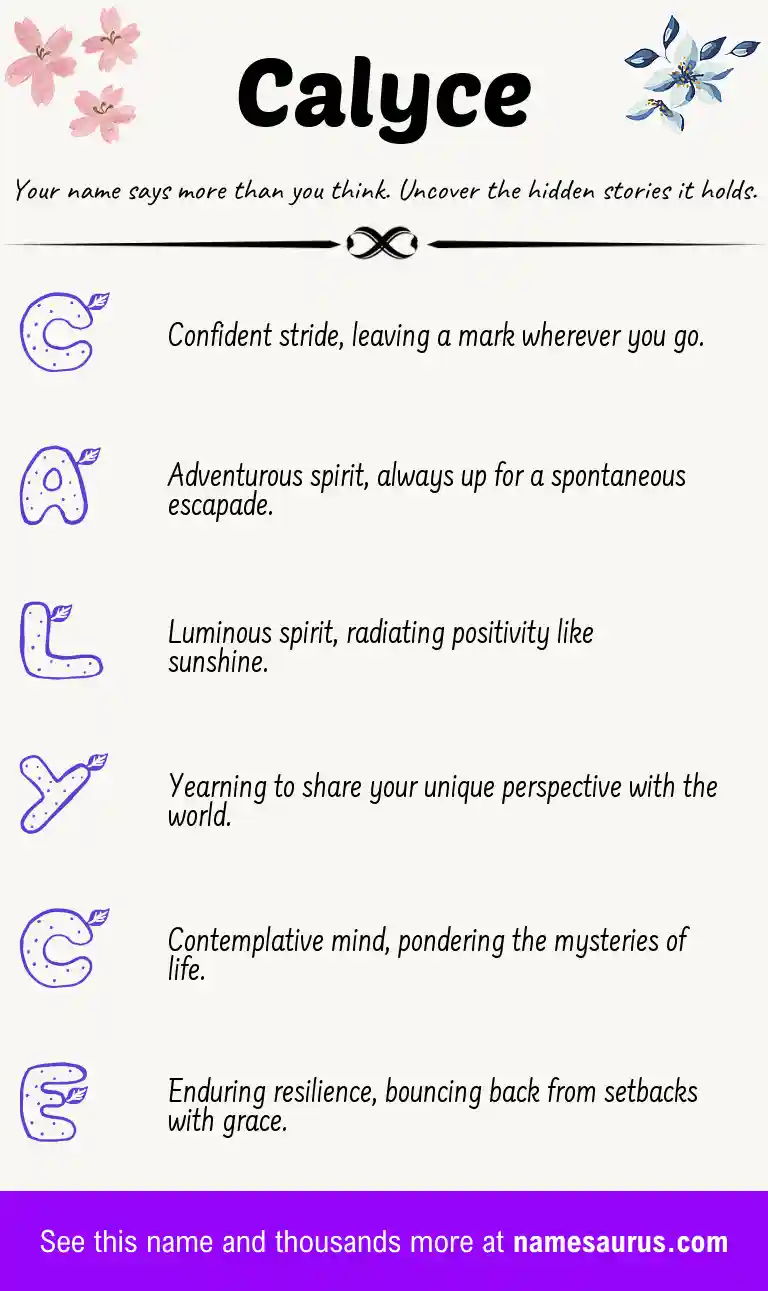 Acrostic poem about Calyce.