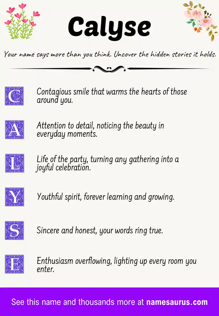 Acrostic poem about Calyse.