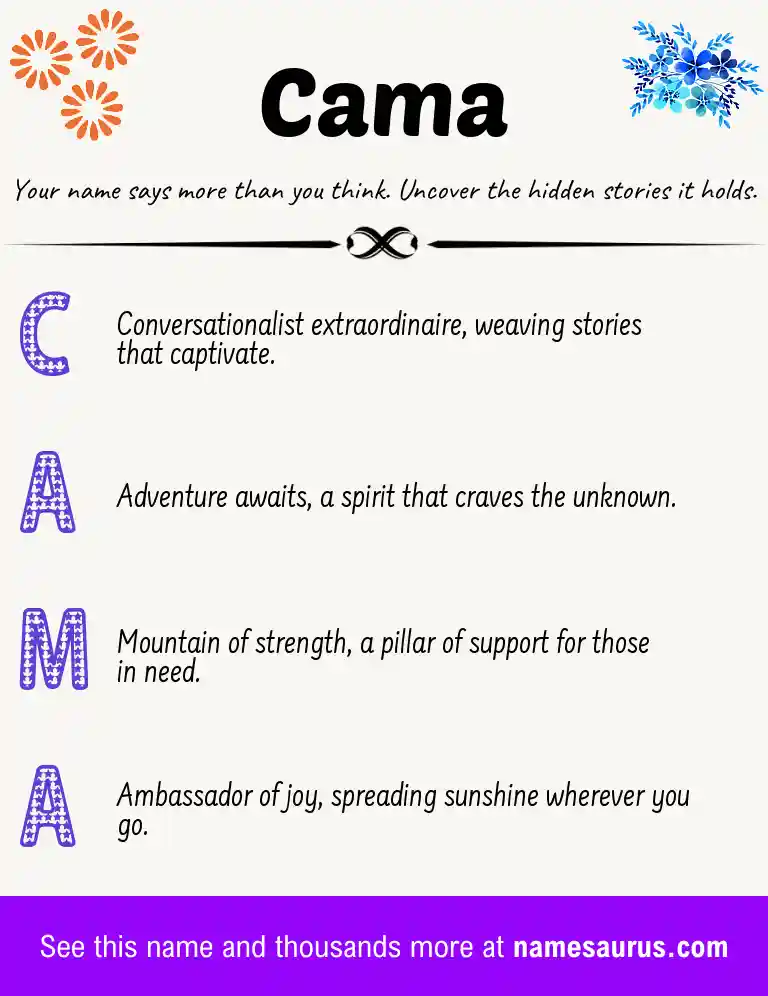 Acrostic poem about Cama.