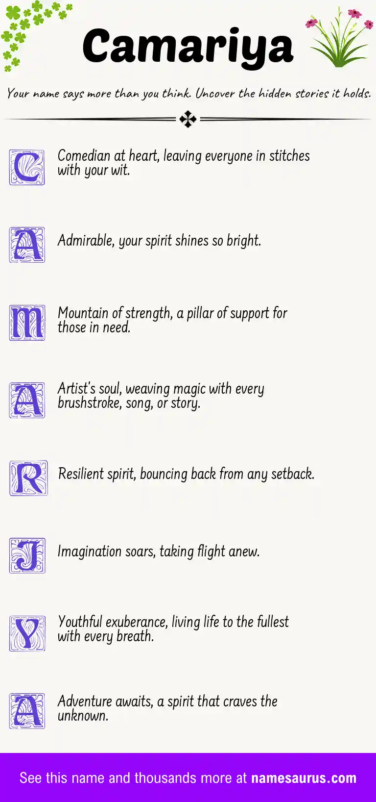 Acrostic poem about Camariya.