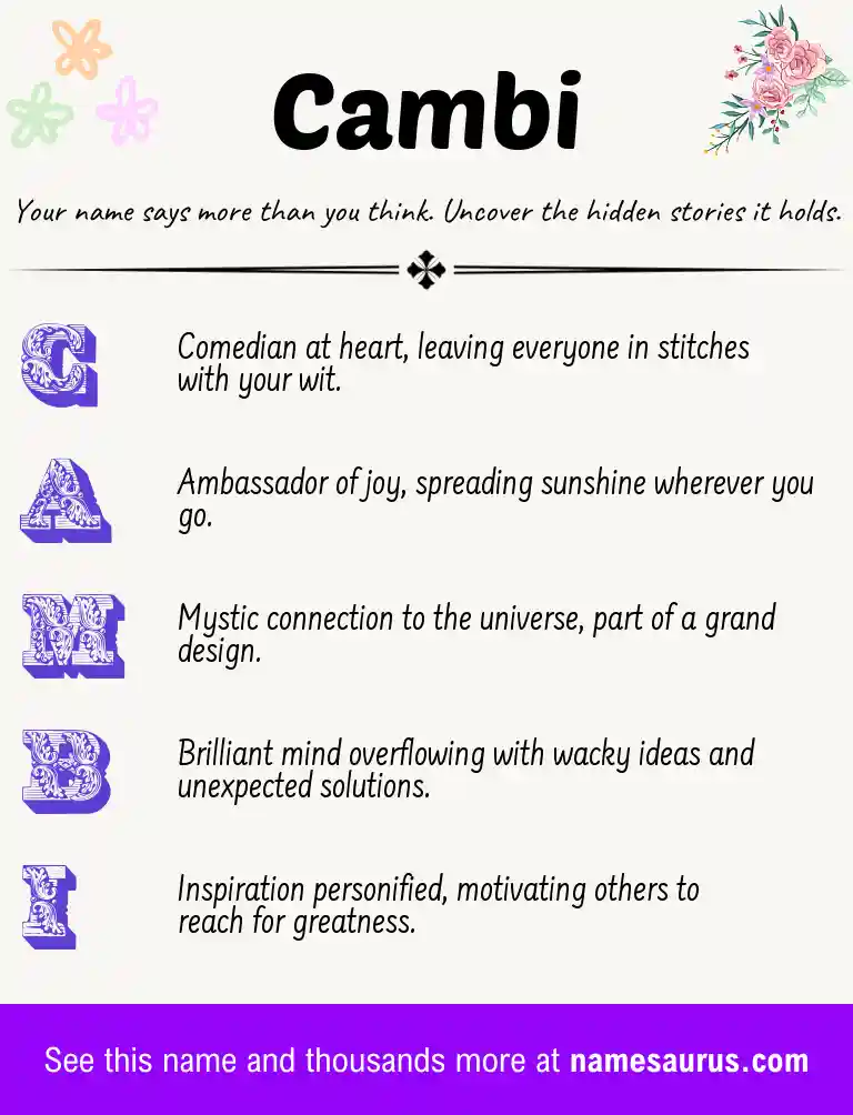 Acrostic poem about Cambi.