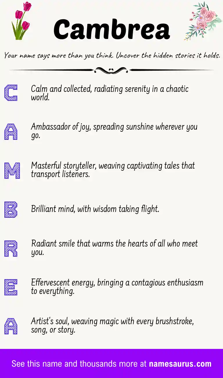 Acrostic poem about Cambrea.