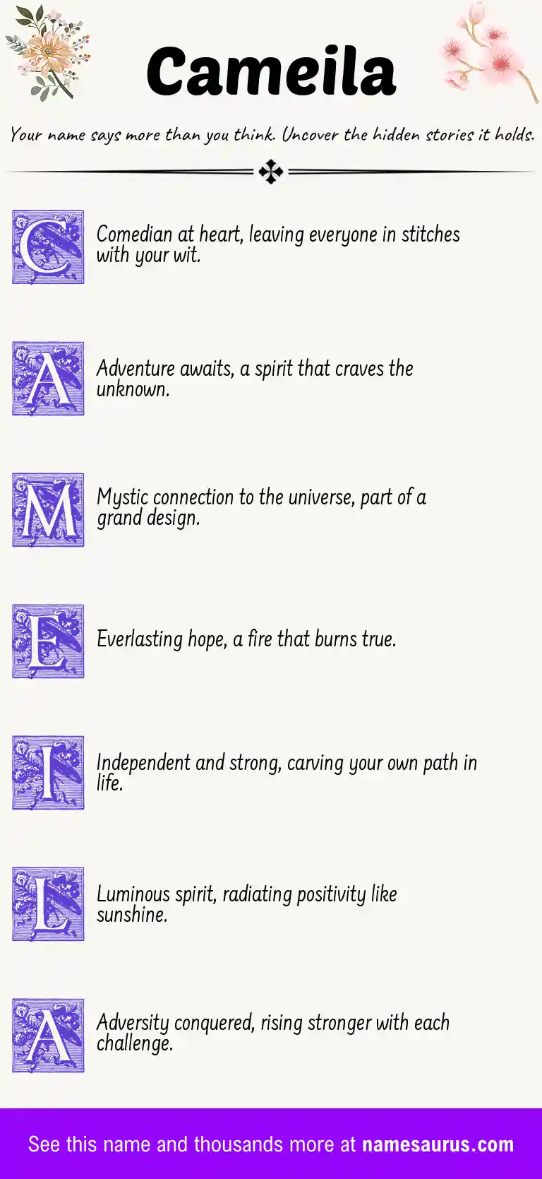 Acrostic poem about Cameila.