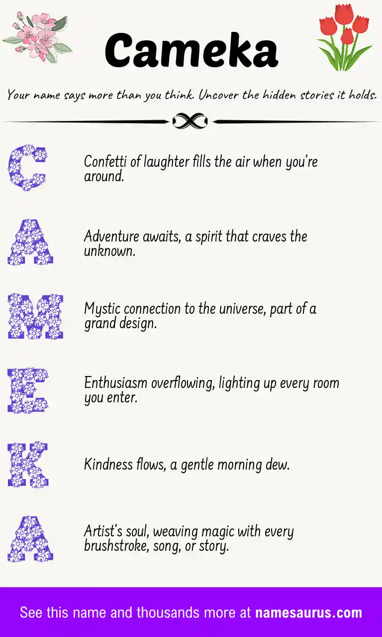Acrostic poem about Cameka.