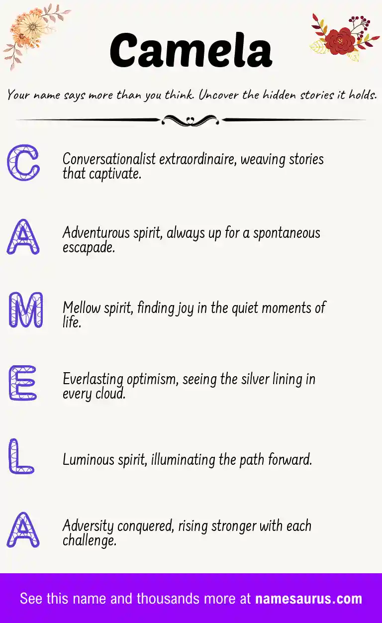 Acrostic poem about Camela.