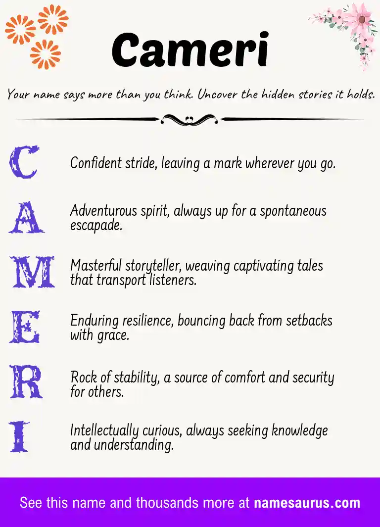 Acrostic poem about Cameri.